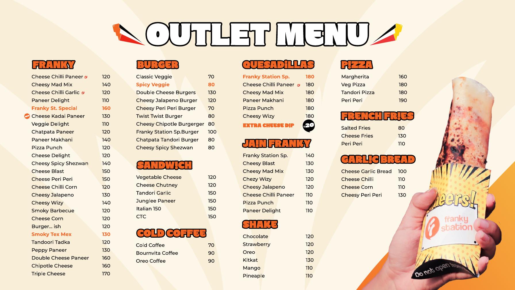 Franky Station menu board from client deck